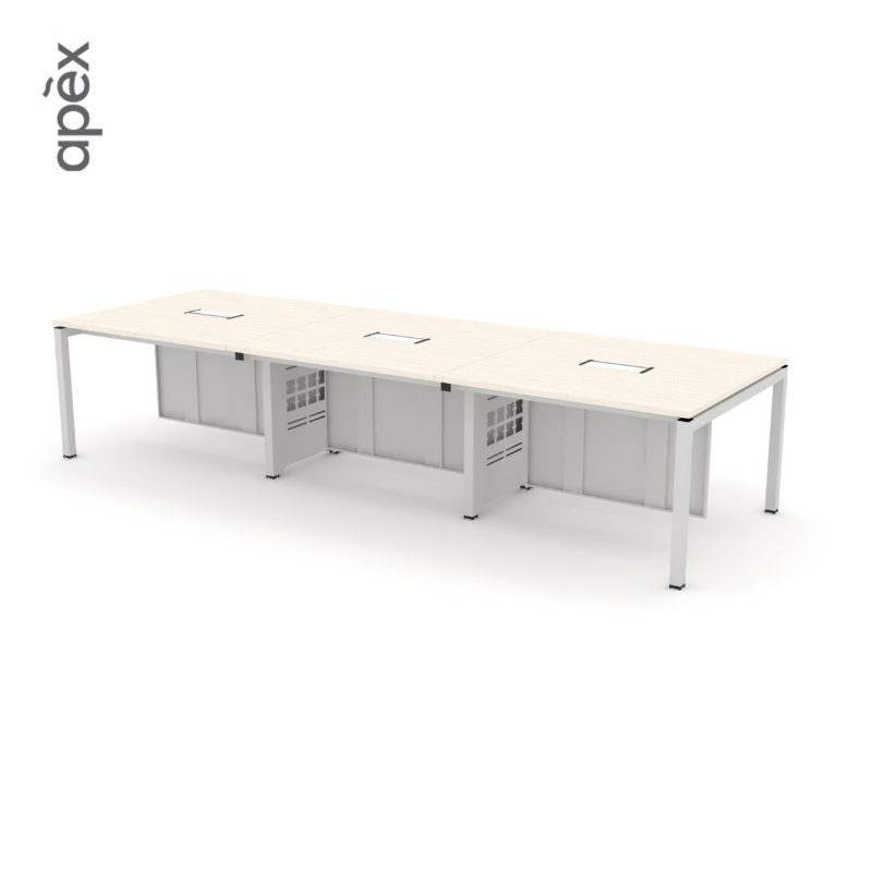 3 Seater Meeting Table with Flipper Casing and Modesty Panel - NEXT Series W-N120X120-M3W-F1