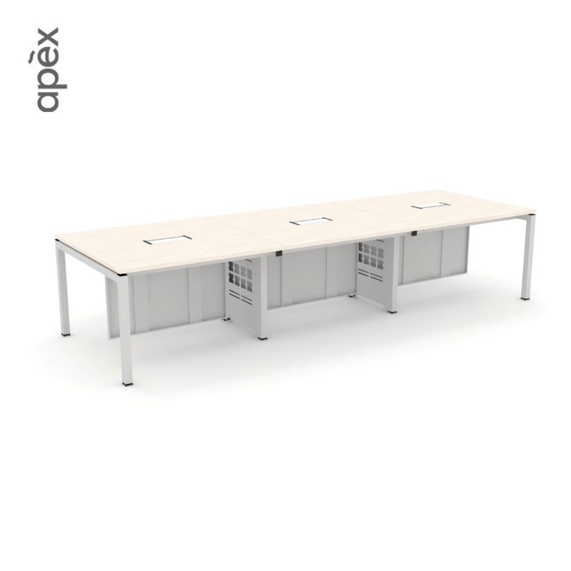 3 Seater Meeting Table with Flipper Casing and Modesty Panel - NEXT Series W-N120X120-M3W-F1