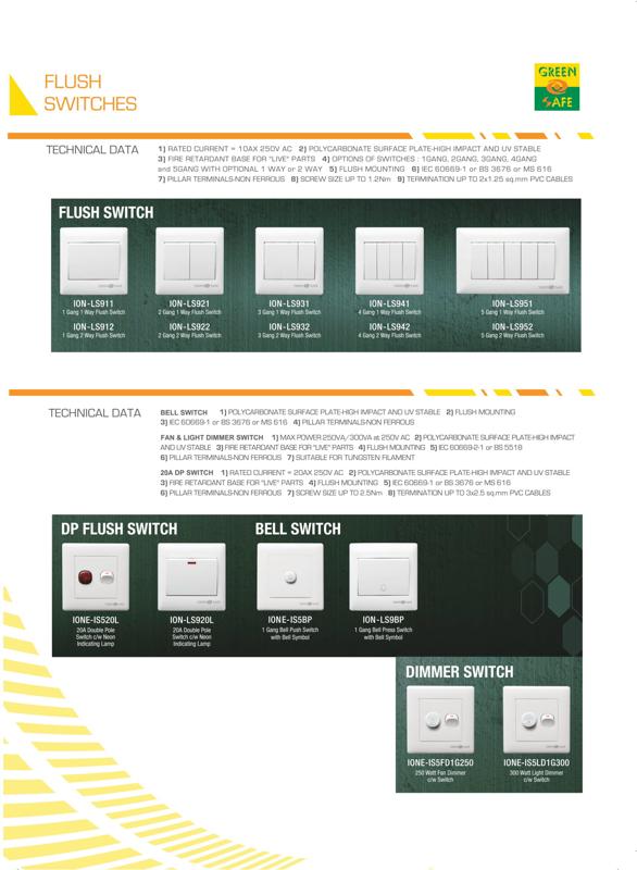 ION 1 GANG 1 WAY FLUSH SWITCH
