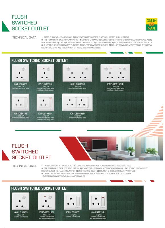 ION 1 GANG 1 WAY FLUSH SWITCH