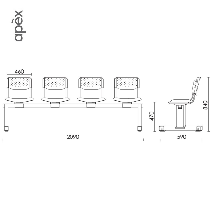 LINK CHAIR SERIES - 4 Seater Link Chair - CH3000-4