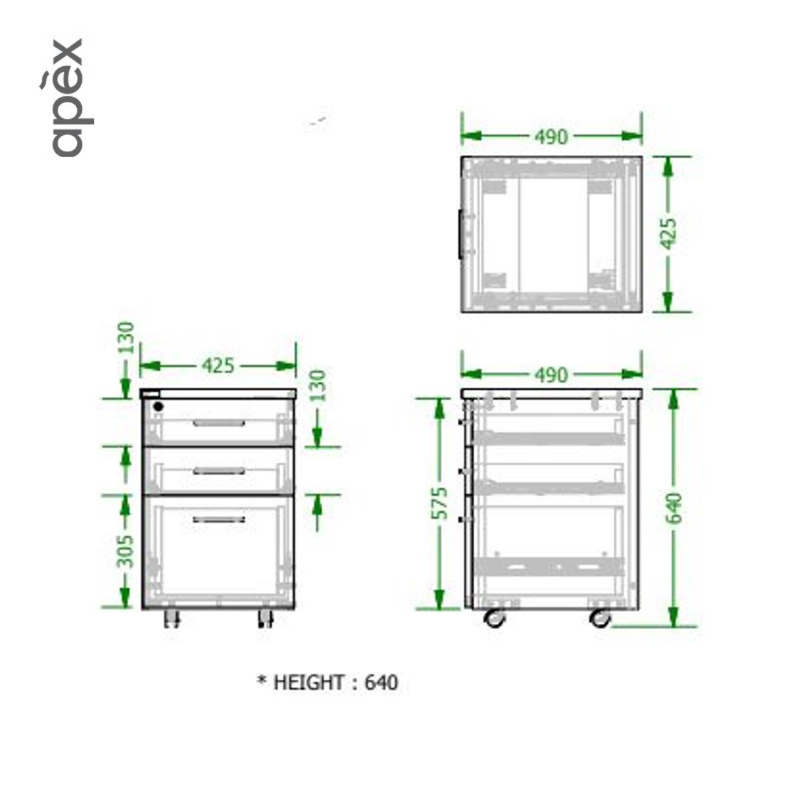 Office Furniture High Mobile Drawer - METALINK Series