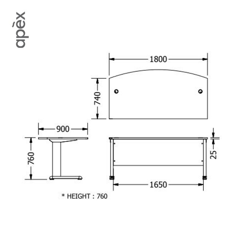 Office Workstation Curve Table - TAZ Series