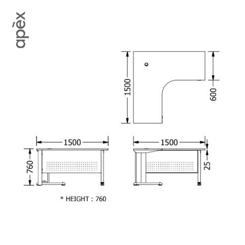 Office Workstation L-Shape Office Table - LUXIM Series