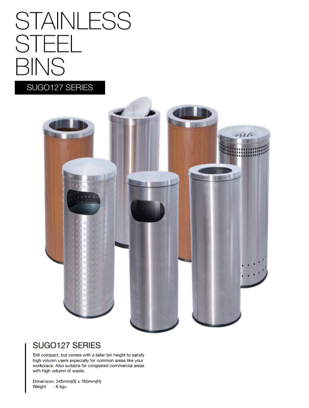 ROUND STAINLESS STEEL BINS ( SMALL & MEDIUM SIZE )