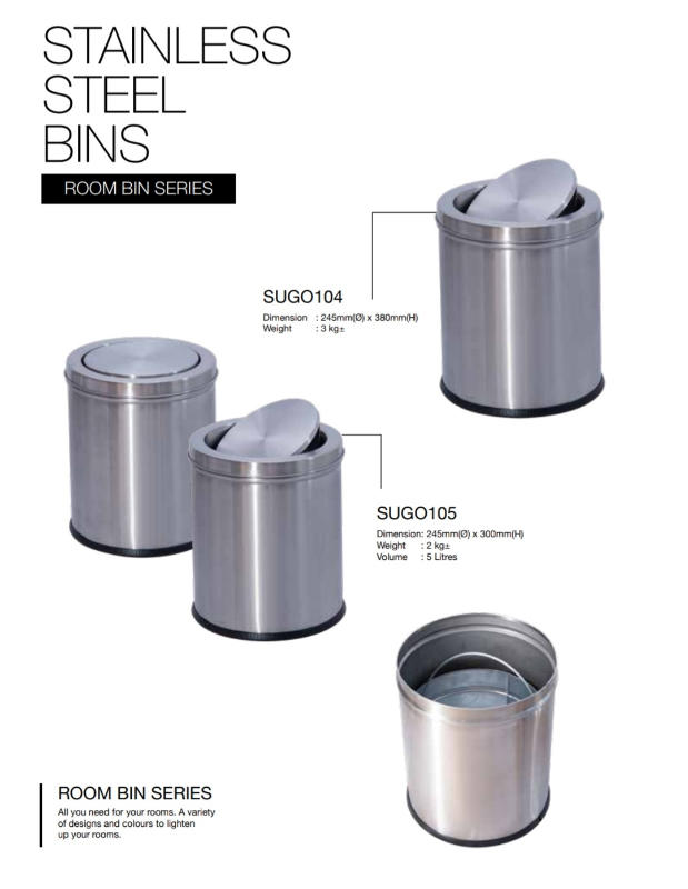 ROUND STAINLESS STEEL BINS ( SMALL & MEDIUM SIZE )