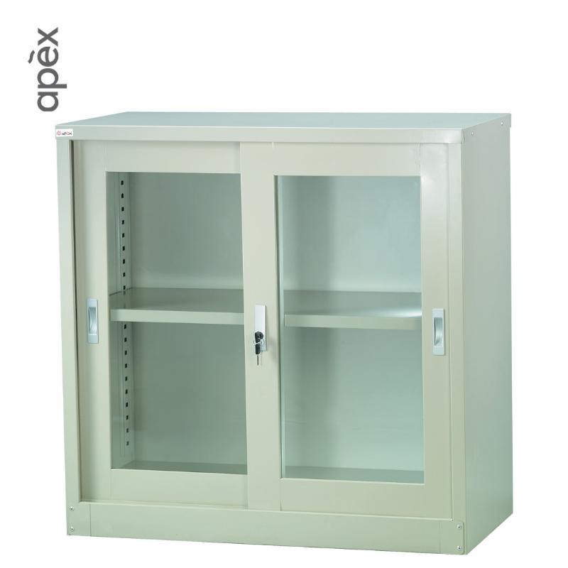STEEL SERIES - Glass Sliding Door c/w Single Adjustable Shelf ST-110