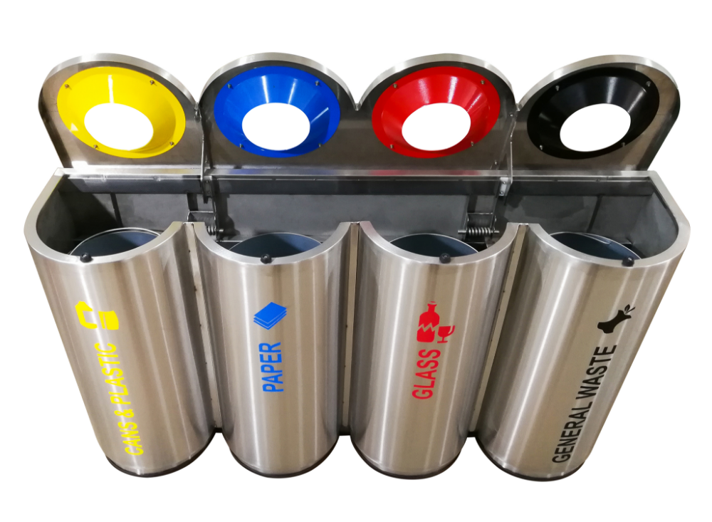 Special Design 4 in 1 Stainless Steel Recycle Bin