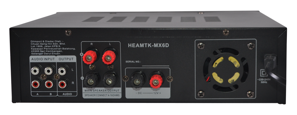 TECNIK MIXER AMP W/USB/SD/DC12 - HEAMTK-MX6D