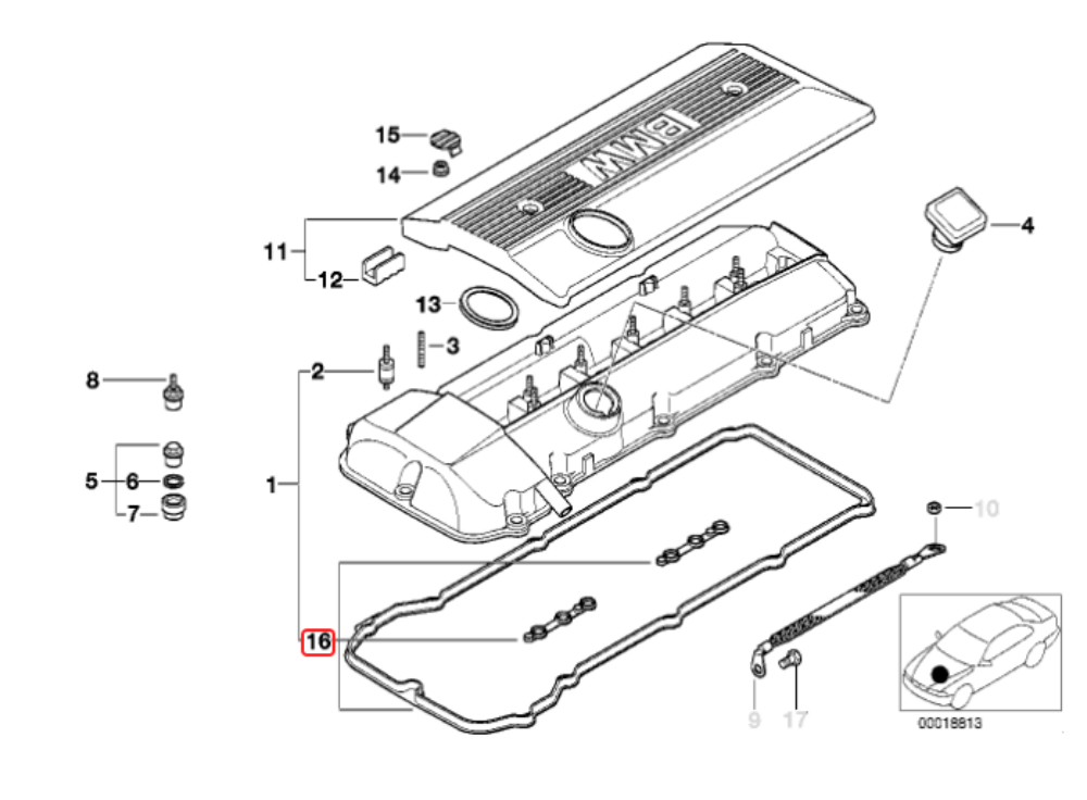 Victor Reinz Valve Cover Gasket Kit BMW M54 E39 E46 E60 E65-730i X3 2.5 ...